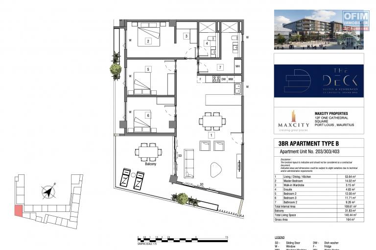 Accessible aux &eacute;trangers: appartement de 3 chambres &agrave; coucher avec piscine commune &agrave; Grand Baie La Croisette.
